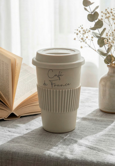 Кружка с силиконовой крышкой и манжетой «Linea di Porcellana»