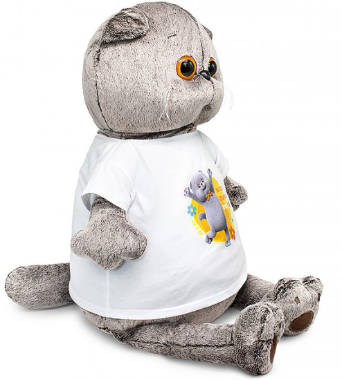 Игрушка мягкая «Кот Басик в футболке с принтом Мультсериал»