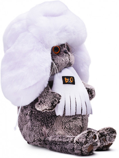 Игрушка мягкая «Кот Басик в белой меховой шапке»