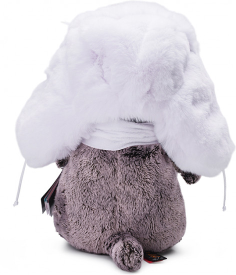 Игрушка мягкая «Кот Басик в белой меховой шапке»