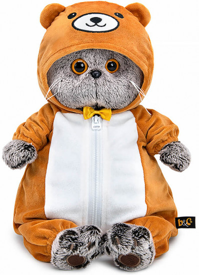 Игрушка мягкая «Кот Басик в кигуруми медвежонок»