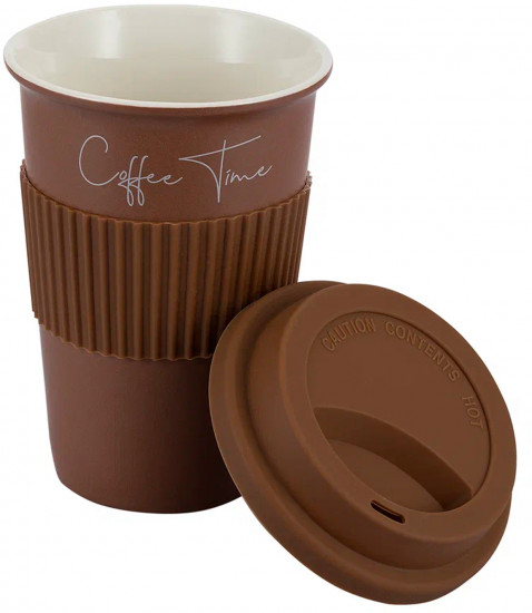 Кружка с силиконовой крышкой и манжетой «Linea di Porcellana»