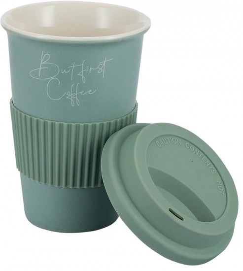 Кружка с силиконовой крышкой и манжетой «Linea di Porcellana»