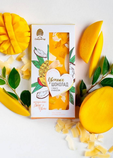 Шоколад цветной с манго и кокосом