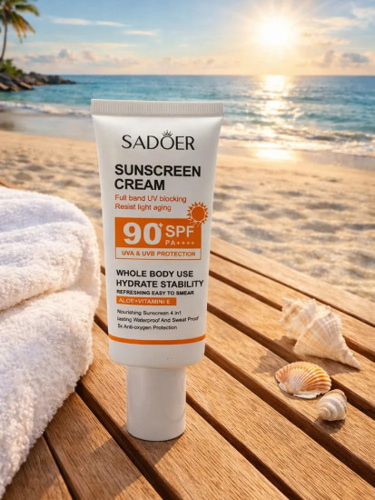 Солнцезащитный крем, выравнивающий тон кожи SPF 90+