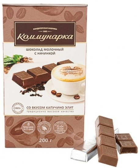 Шоколад молочный с начинкой со вкусом капучино «Элит»