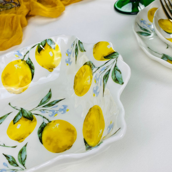 Прямоугольное глубокое блюдо «Лимоны»