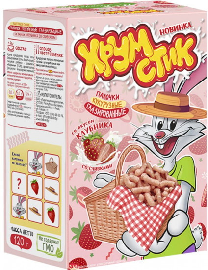 Палочки кукурузные глазированные со вкусом «Клубника со сливками»