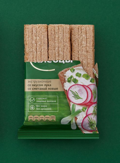 Хлебцы экструзионные со вкусом лука со сметаной новые «Полоцкие»