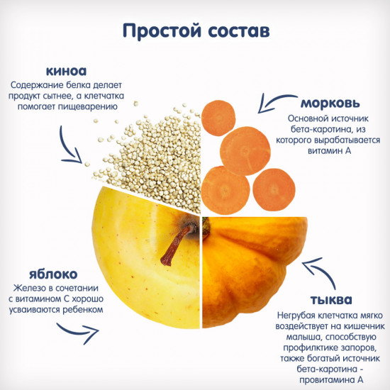 Пюре детское «Яблоко, морковь, тыква, киноа»