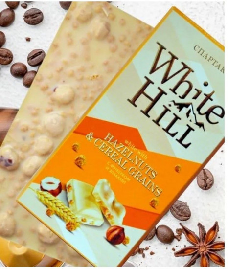 Шоколад белый с фундуком и злаками «White hill»