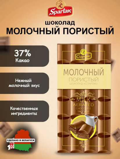 Шоколад пористый молочный