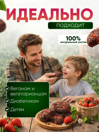 Печенье Брауни С Кусочками Клубники 