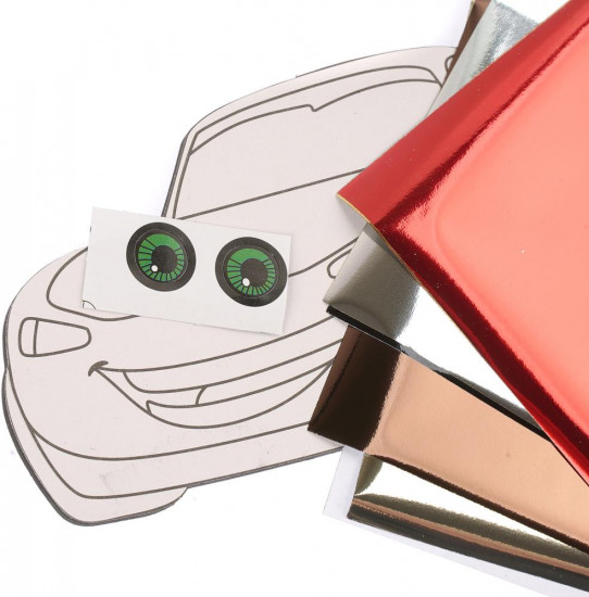 Аппликация фольгой на фигурках из ЭВА с магнитами «Тачки»