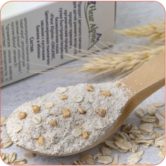 Каша безмолочная детская пшенично-овсяная с кусочками банана и яблока