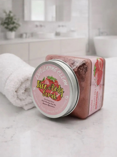 Увлажняющий клубничный скраб для лица и тела «Strawberry Scrub»