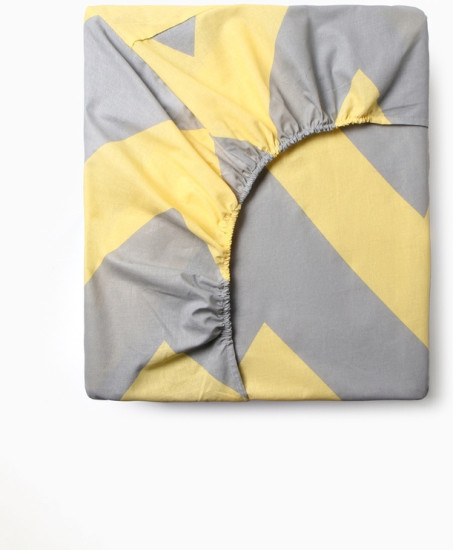 Простыня на резинке 2-спальная «Жёлтый шеврон»