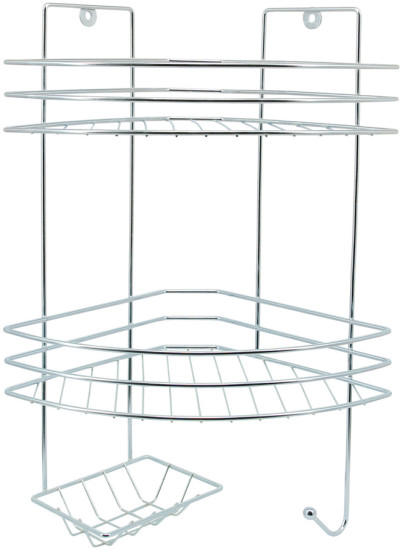 Полка для ванной комнаты двухъярусная угловая с мыльницей