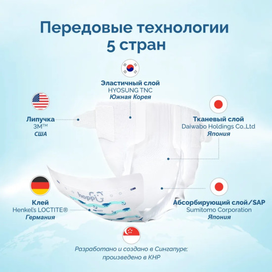 Hoppi Airdream детские подгузники, размер NB, 66 шт.