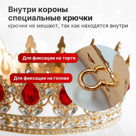Корона-топпер на торт, праздничное украшение в виде диадемы