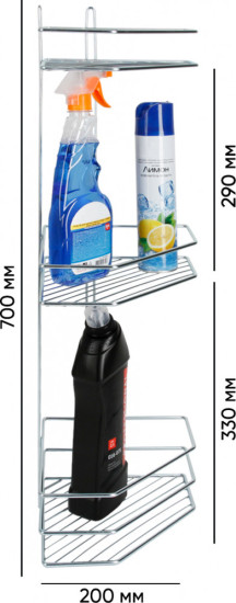 Полка для ванной комнаты трехъярусная угловая