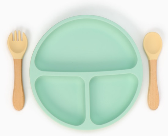 Тарелка детская секционная с ложкой и вилкой