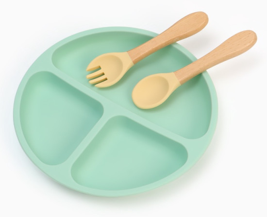 Тарелка детская секционная с ложкой и вилкой