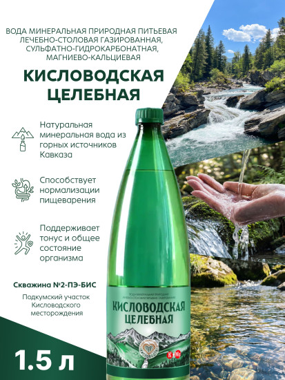 Вода минеральная природная лечебно-столовая питьевая газированная