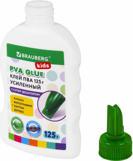 Клей ПВА, усиленный, KIDS с дозатором (для школы, хобби и творчества), 125 г, 271937