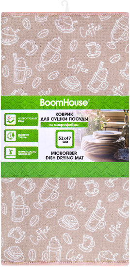Коврик для сушки посуды, 31х47 см, "КОФЕ", 440 г/м2, Boomhouse (БУМХАУС), 701155
