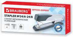 Степлер металлический усиленный до 50 листов, №24/6-24/8 «Office-Expert», серебристый, 274239 - Фото 1