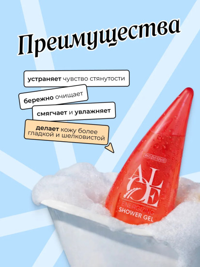 Гель для душа с экстрактами красного апельсина, алоэ вера и ароматом лемонграсса бодрящий
