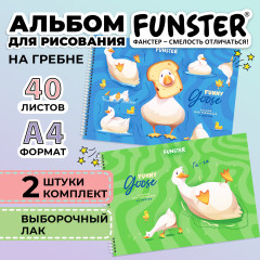 Альбомы для рисования ДЭК, А4, 40 л., Комплект 2 шт., гребень, выборочный лак, (ФАНСТЕР), 200х290 мм, «Гуси», 107736 - Фото 4