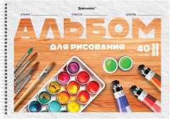 Альбомы для рисования ДЭК, А4, 40 л., Комплект 2 шт., гребень, обложка картон, Brauberg, 200х290 мм, «Классика», 107740 - Фото 2
