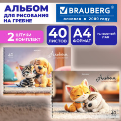 Альбомы для рисования ДЭК, А4, 40 л., Комплект 2 шт., гребень, TWIN-лак, 200х290 мм, 107750 - Фото 1