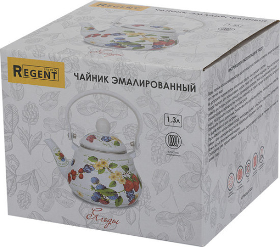 Чайник 1,3 л с ситечком из нержавеющей стали Ягоды