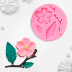 Молд силиконовый «Цветок, лист и веточка» - Фото 1