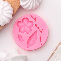 Молд силиконовый «Цветок, лист и веточка» - Фото 2