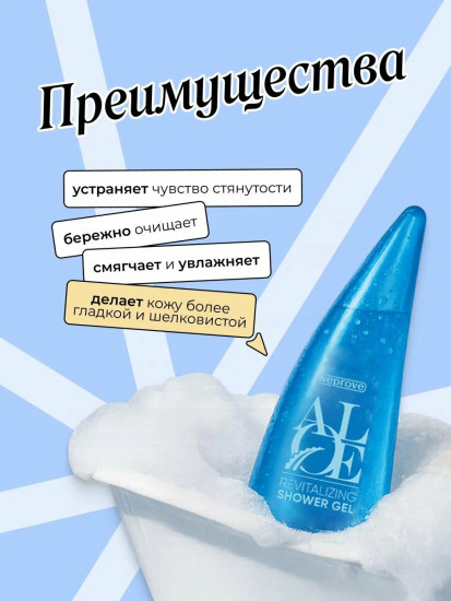 Гель для душа тонизирующий «Revitalizing Aloe Shower Gel — Blue Lotus & Silk Proteins»