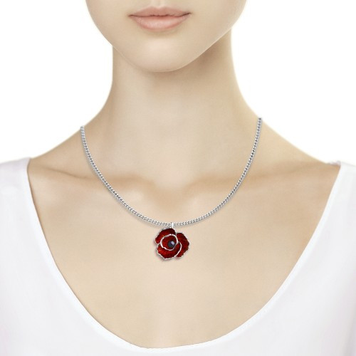 Подвеска из серебра с эмалью с черным жемчугом