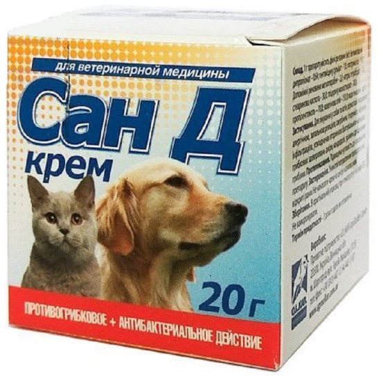 Крем для лечения дерматозов у кошек и собак «Сан Д»