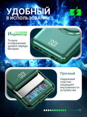 Внешний аккумулятор 30000 mAh с беспроводной зарядкой и 4 встроенными кабелями - Фото 1