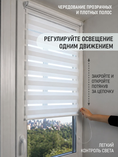 Рулонные шторы День и ночь белый 70 × 155 см