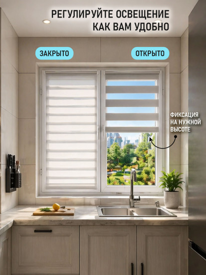 Рулонные шторы День и ночь белый 70 × 155 см