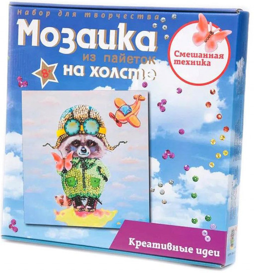 Мозаика из пайеток «Енот»