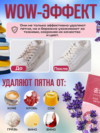 Салфетки от пятен на одежде влажные пятновыводящие
