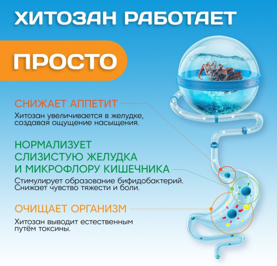 Доктор море хитозан 85% в капсулах для похудения, очищения, детокс 120 шт