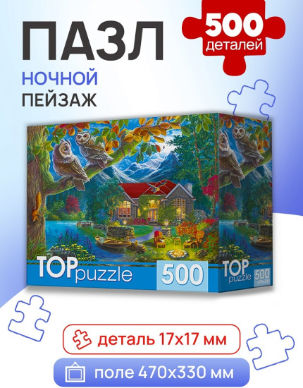 TOPpuzzle  Пазлы элементов Ночной пейзаж и совы 500 деталей