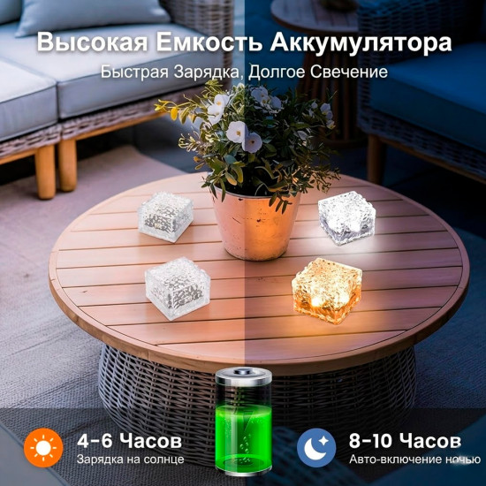 Садовый светильник Кубик Льда 4шт ,желтый