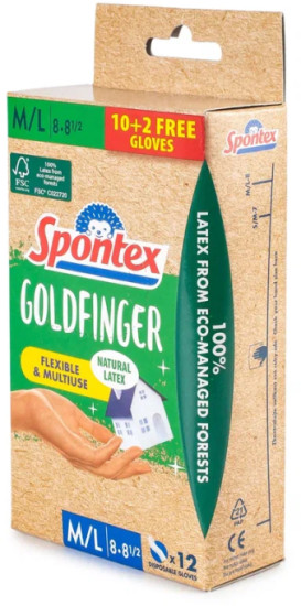 Перчатки одноразовые GOLDFINGER M/L 10+2шт